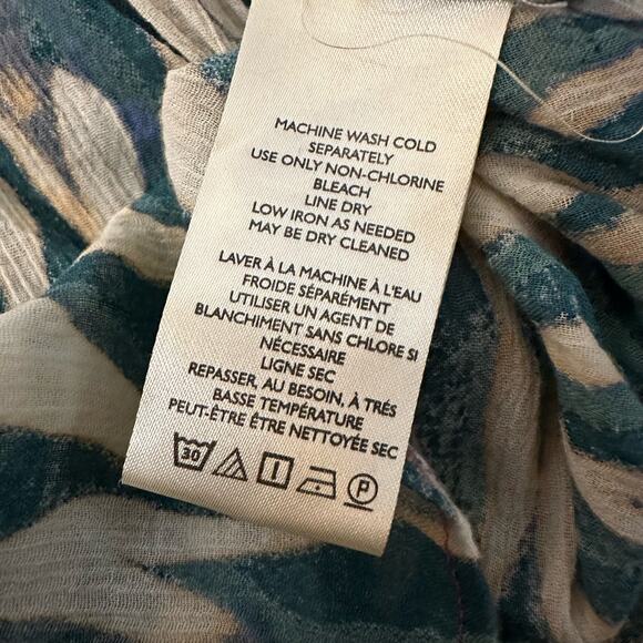 Pilcro Anthropologie cream & teal striped button down long sleeve shirt size XS - Picture 9 of 13